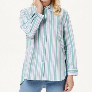 Denim & Co Yarn Dyed Stripe Poplin Big Shirt 1699